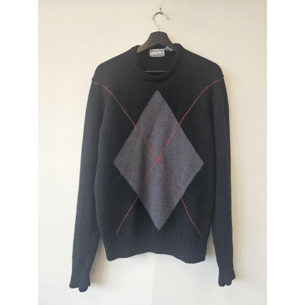 Vintage Bill Ditfort Designs Sweater Mens Large Argyle Wool‎ Pullover 90s